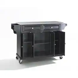 Crosley Furniture - Full Size Stainless Steel Top Kitchen Cart - Black