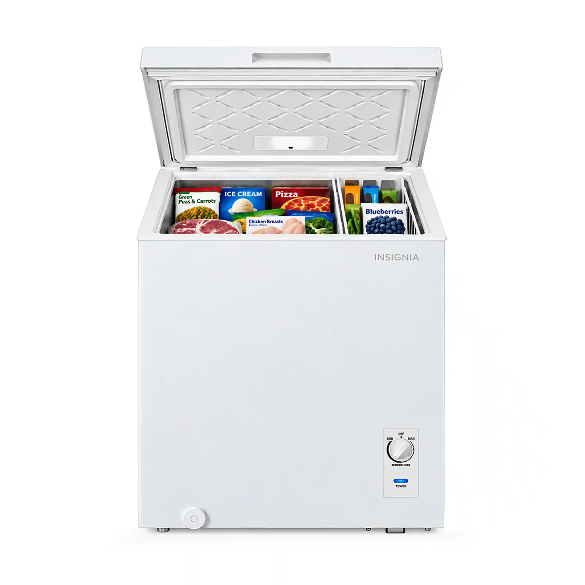 - ICE CREAM
- Pizza
- Green Peas & Carrots
- Blueberries
- Chicken Breasts
- INSIGNIA
- OFF
- 1AM
- TEMPERATURE
- POWER