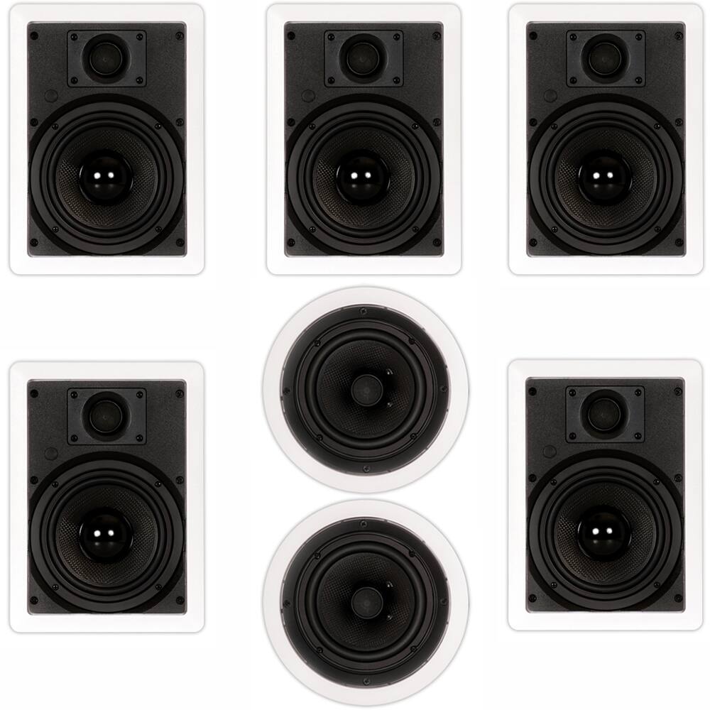 Front. Theater Solutions by Goldwood - TS-67 7 Channel 6.5" in-Wall/Ceiling Home Theater Speaker System - Paintable White.
