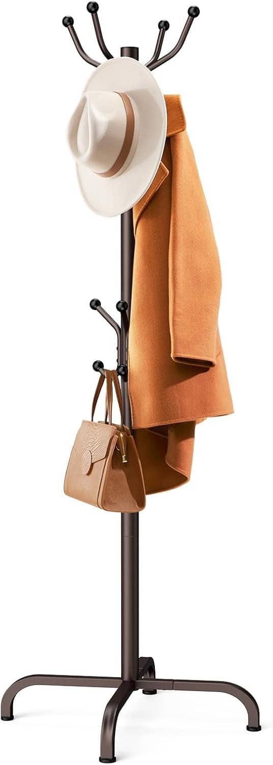 Pipishell - Metal Freestanding Coat Rack Featuring 14 Hooks, Versatile Standing Hat and Bag Holder for Hall, Bedroom and Workplace - Brown price history on PriceWatchPro