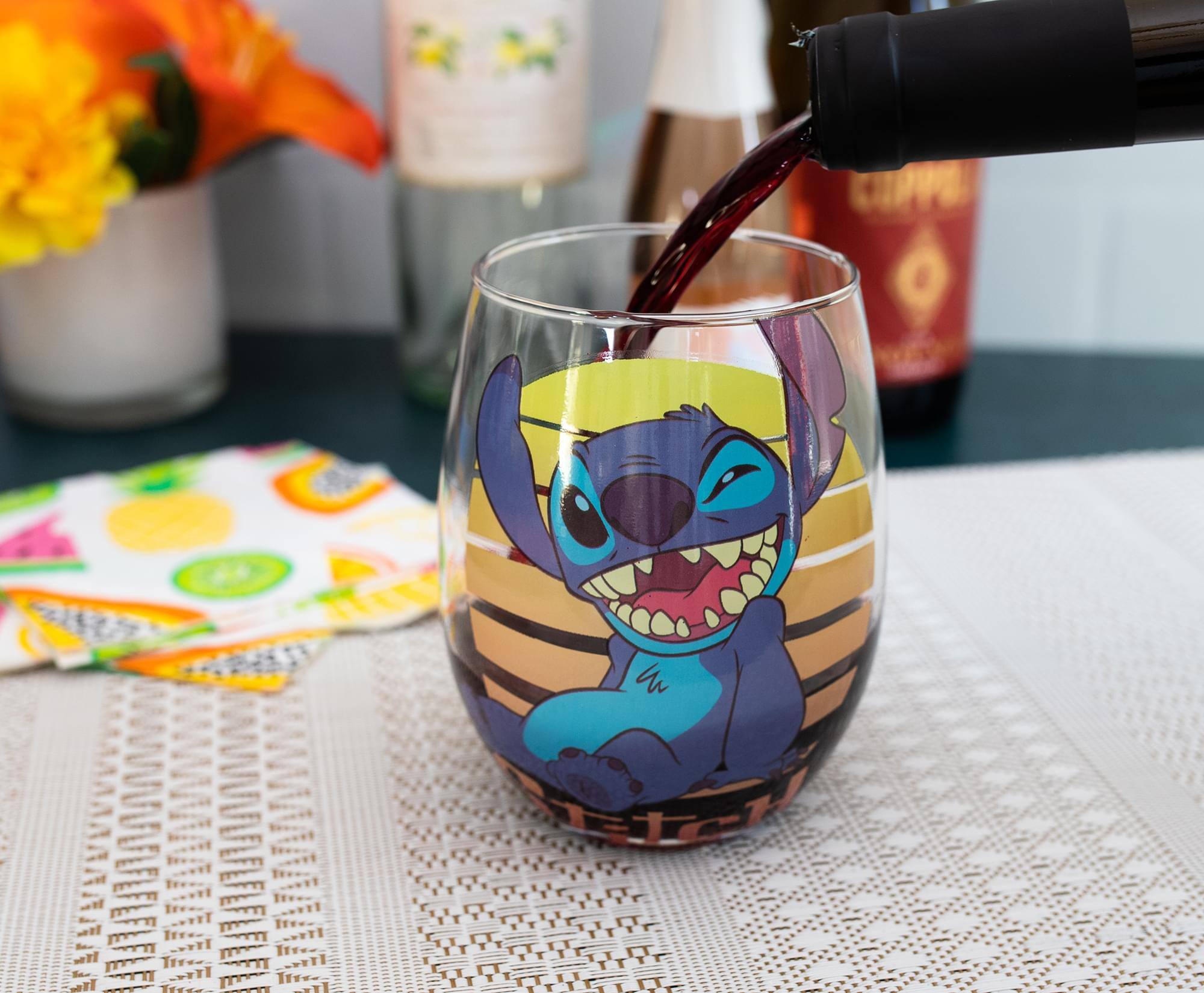 Alt View 10. Silver Buffalo - Disney Lilo & Stitch Stemless Wine Glass | Holds 20 Ounces - Blue.