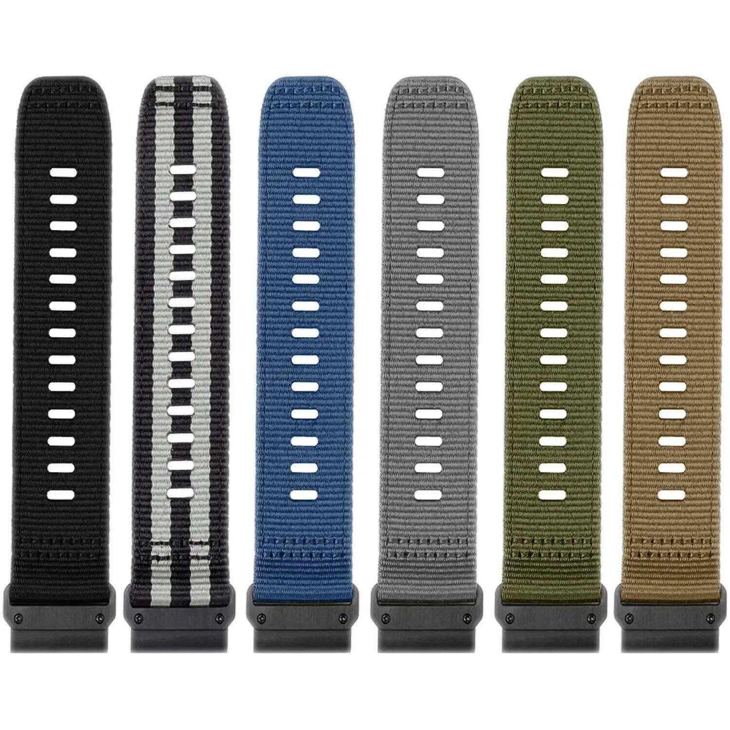 Alt View 1. StrapsCo - Pro Seatbelt Strap QuickFit 22 Nylon Watch Band For Garmin Fenix 7 & 7 Pro - Midnight.