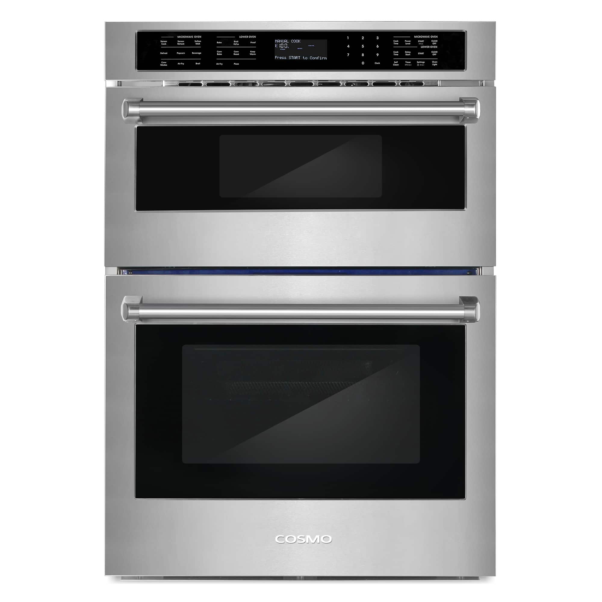 COSMO - COS-WOMCR302SS 30 in. Regal Collection 4.8 / 1.6 cu. ft. Electric Microwave Wall Oven Combination, Air Fry, Convection - Stainless Steel