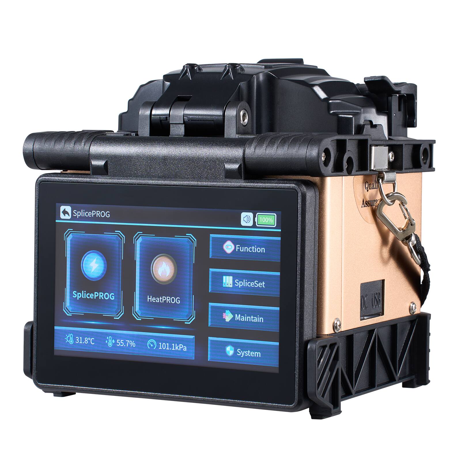 SplicePROG 00%  
Quality Assurance  
Function  
SplicePROG  
HeatPROG  
SpliceSet  
Maintain  
System  

31.8°C  
55.7%  
101.1kPa