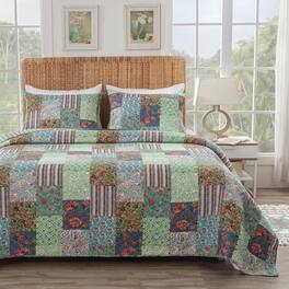 BreeBe - Jasmin Quilt Set 3-Piece Full/Queen - Jade