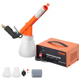 VEVOR - Powder Coating System, 50KV Electrostatic Output Powder Coating Kit with Foot Switch, Spray Gun, Nozzles and Powder Cups - Orange;Black