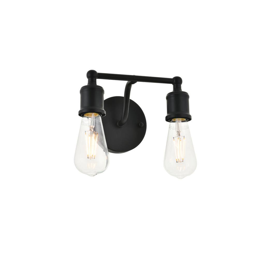 Alt View 5. Living District - Serif 2 light black Wall Sconce - Black.