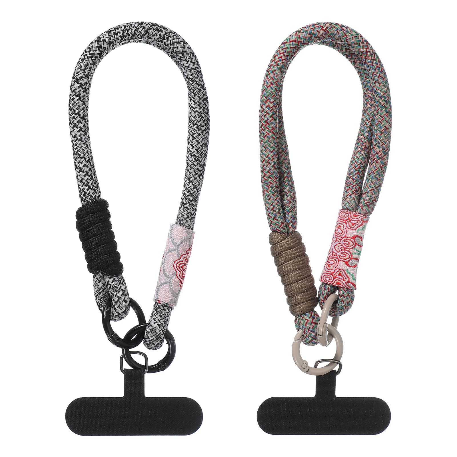 Unique Bargains - 2pcs Universal Phone Wrist Lanyard Hand Strap Anti Theft Strap with Pads - Black/Gray