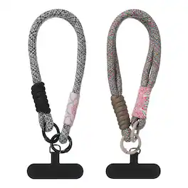 Unique Bargains - 2pcs Universal Phone Wrist Lanyard Hand Strap Anti Theft Strap with Pads - Black/Gray