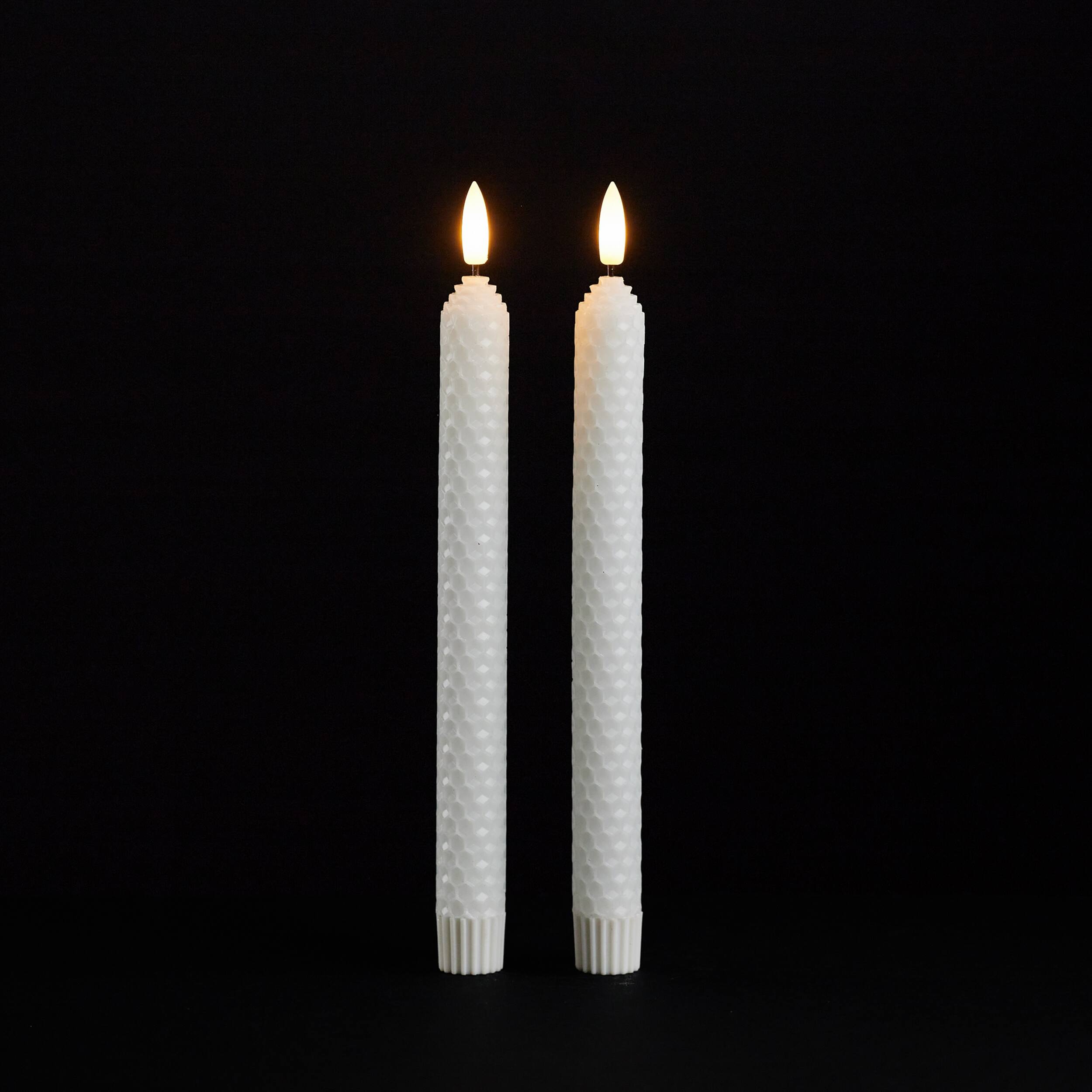 Angle. BreeBe - FIA Wick White Textured Taper Candle (Set of 2) - White.