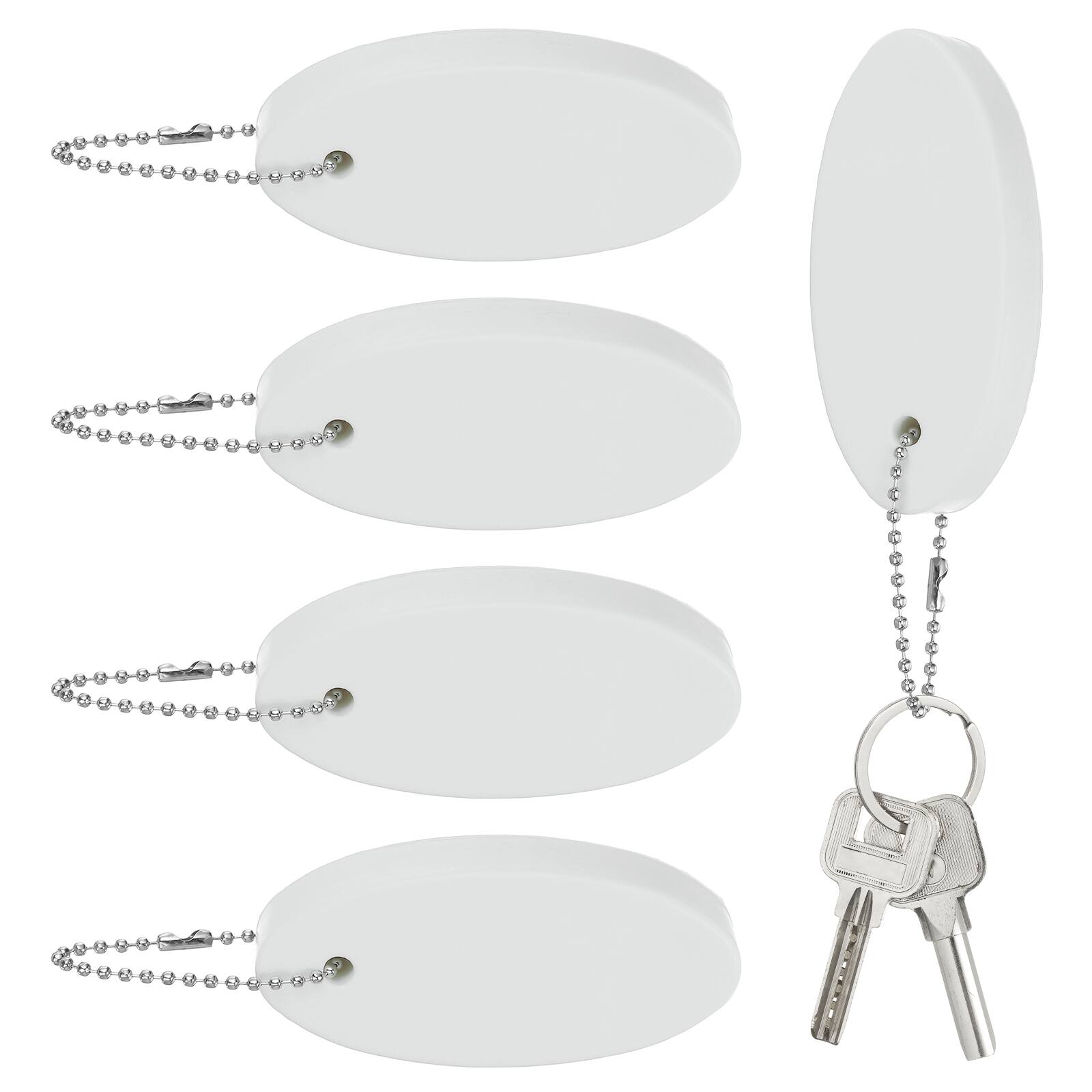 Front. Unique Bargains - Floating Keychain, Bright Color Key Float Keyring Holder Waterproof, 5pcs - Fits Boating/Fishing/Swimming/Water Sports - White.