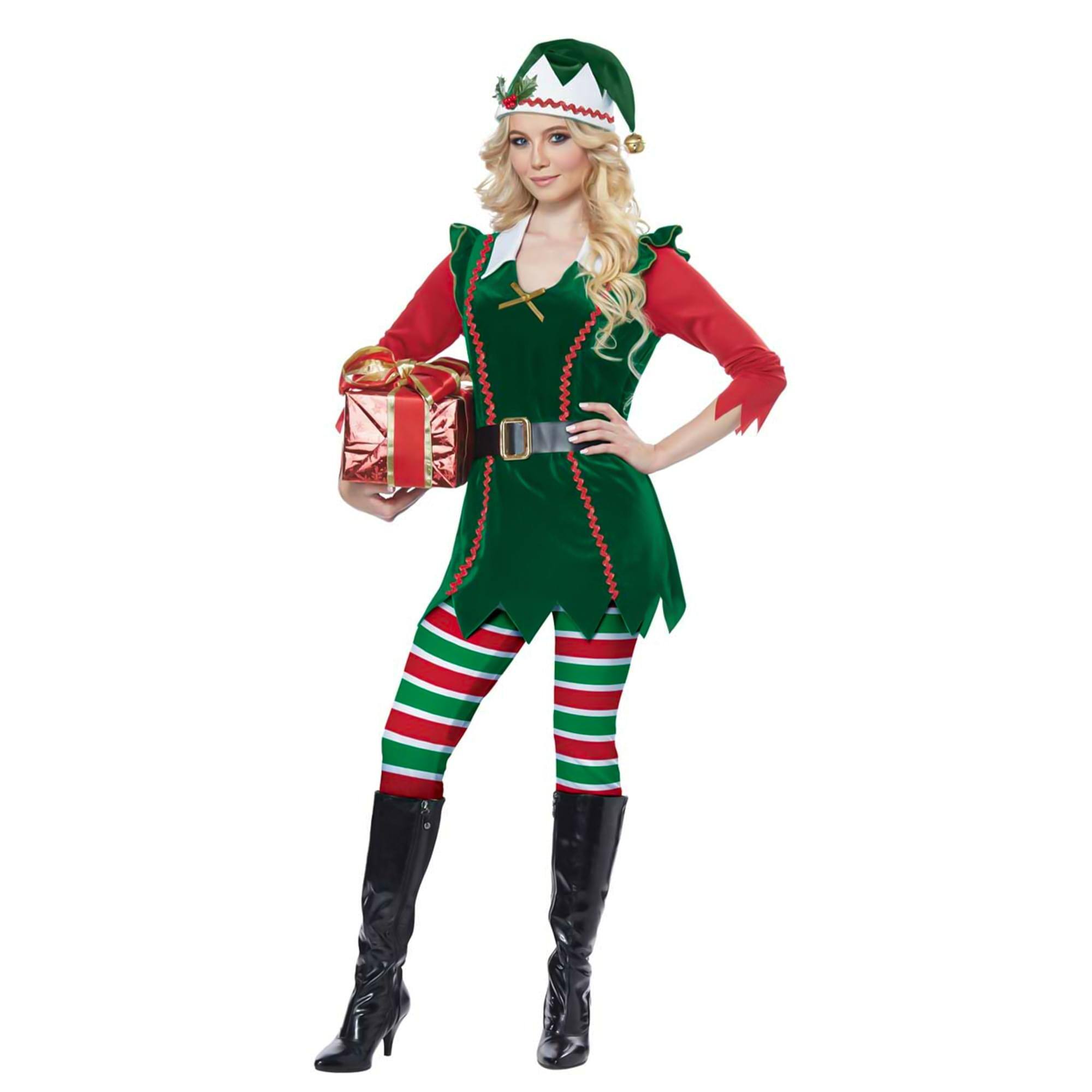 Front. California Costumes - Womens Festive Elf Costume Small - Multi-Colored.
