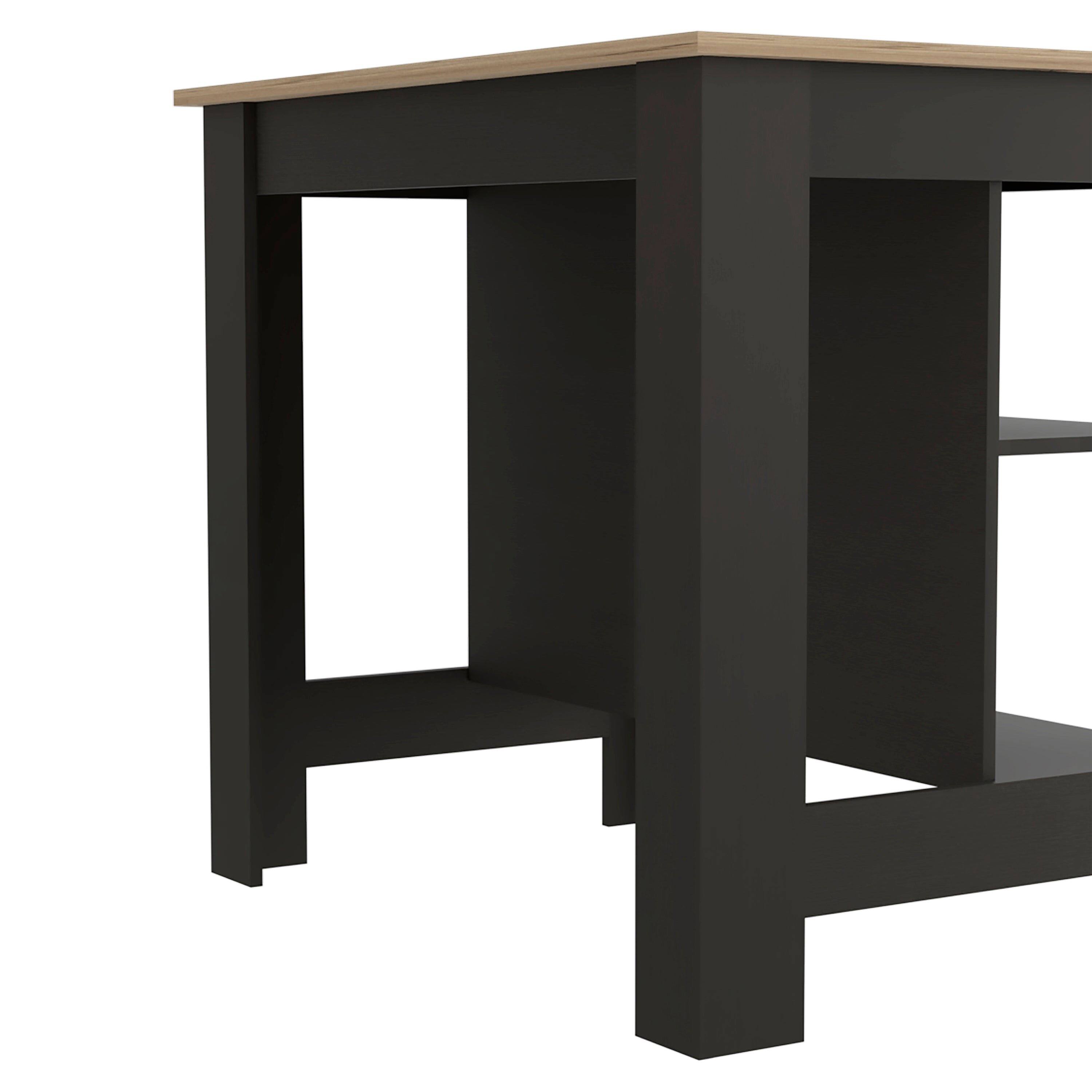 Alt View 3. Spaco - Spaco Kitchen Island with 3 Storage Shelves, Spacious Prep Area, Easy Assembly and 40.5 Inch Top - Black+Light Oak.