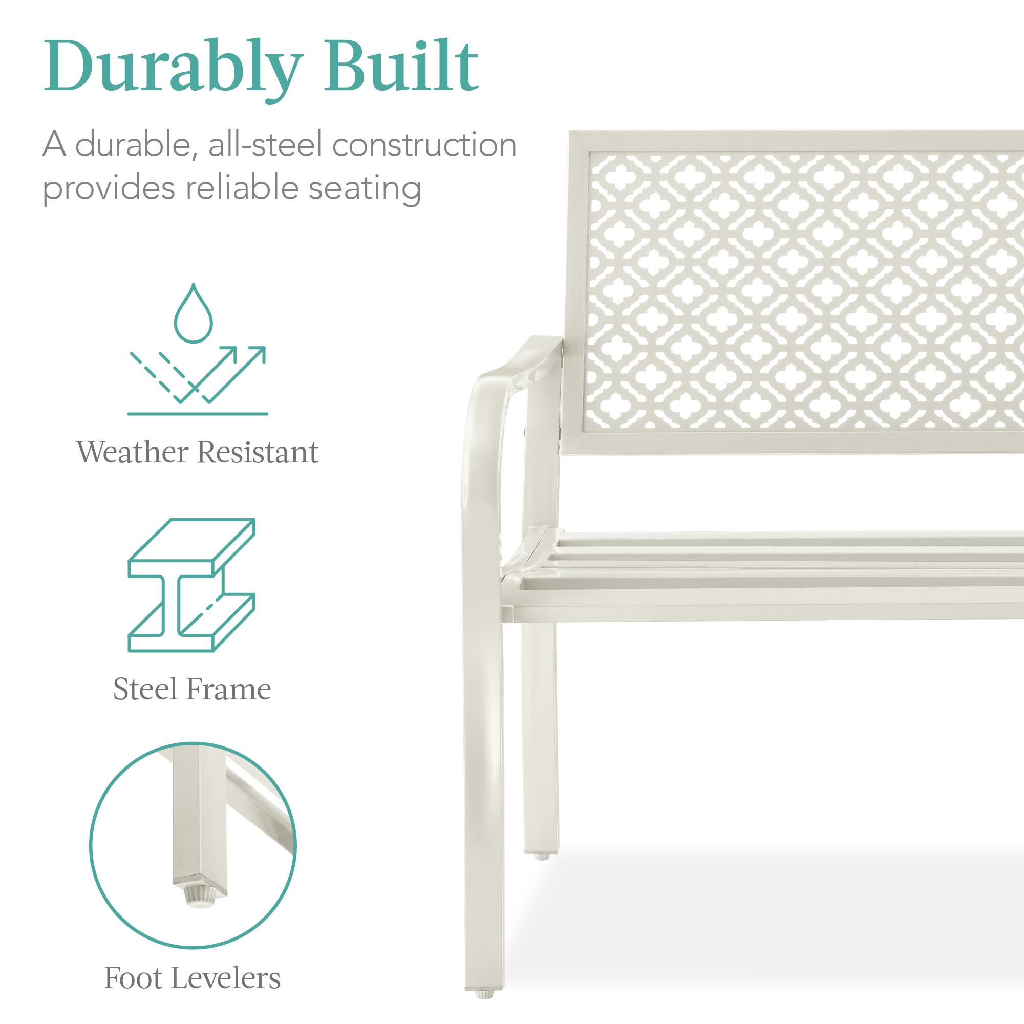 Durable Built  
A durable, all-steel construction provides reliable seating  

Weather Resistant  
Steel Frame  
Foot Levelers