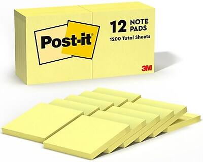 12 Note Pads  
1200 Total Sheets  
Post-it  
3M