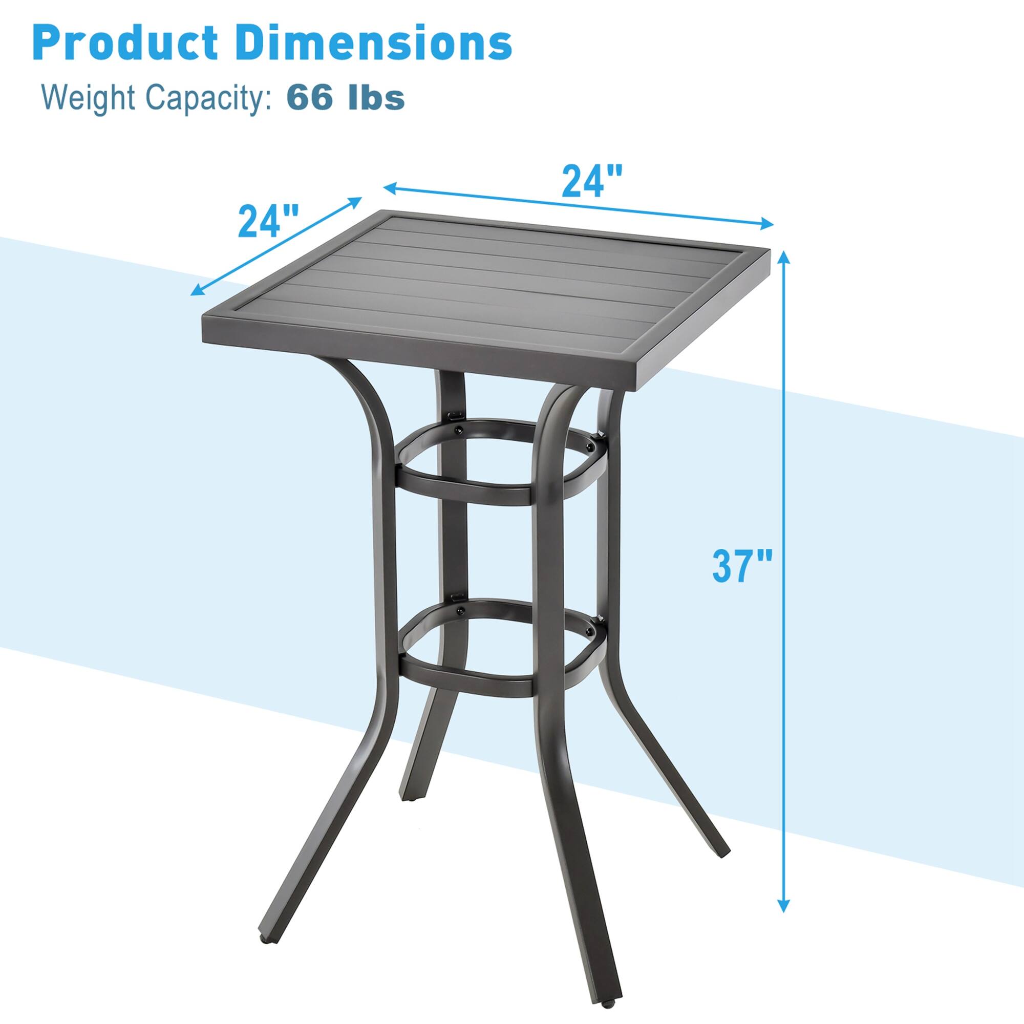 Product Dimensions  
Weight Capacity: 66 lbs  
24" x 24" x 37"