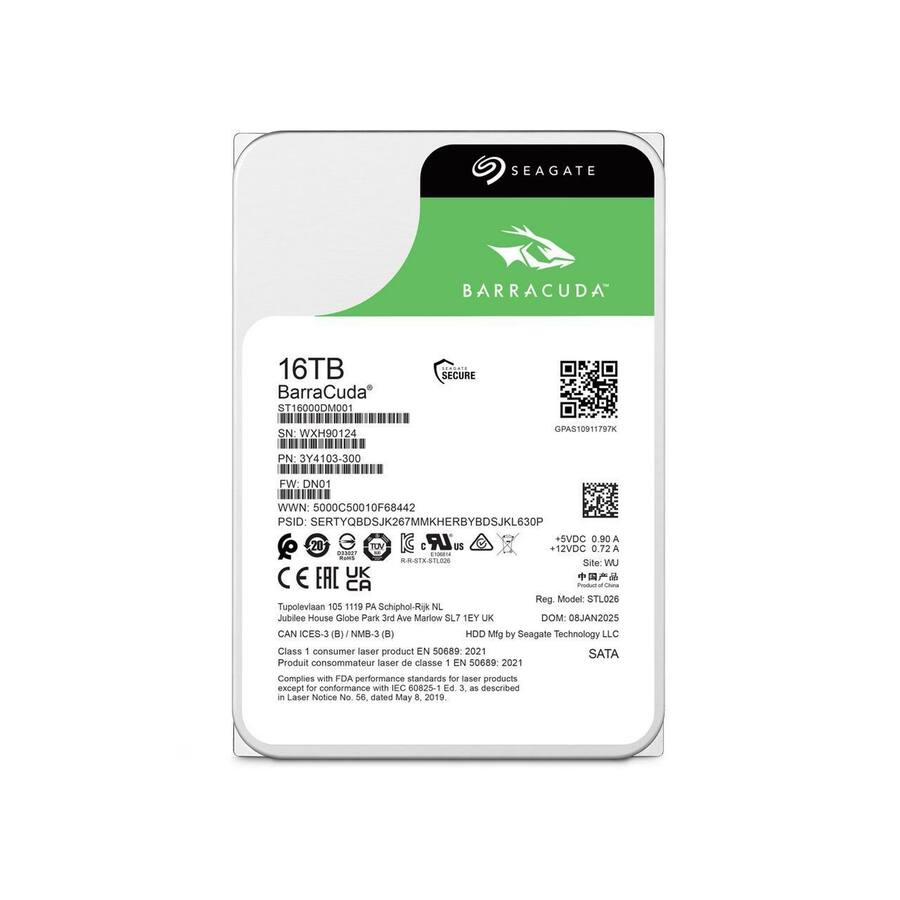 Seagate BarraCuda ST16000DM001 16TB 7200 RPM 512MB Cache SATA 6.0 Seagate BarraCuda ST16000DM001 16TB 7200 RPM 512MB Cache SATA 6.0