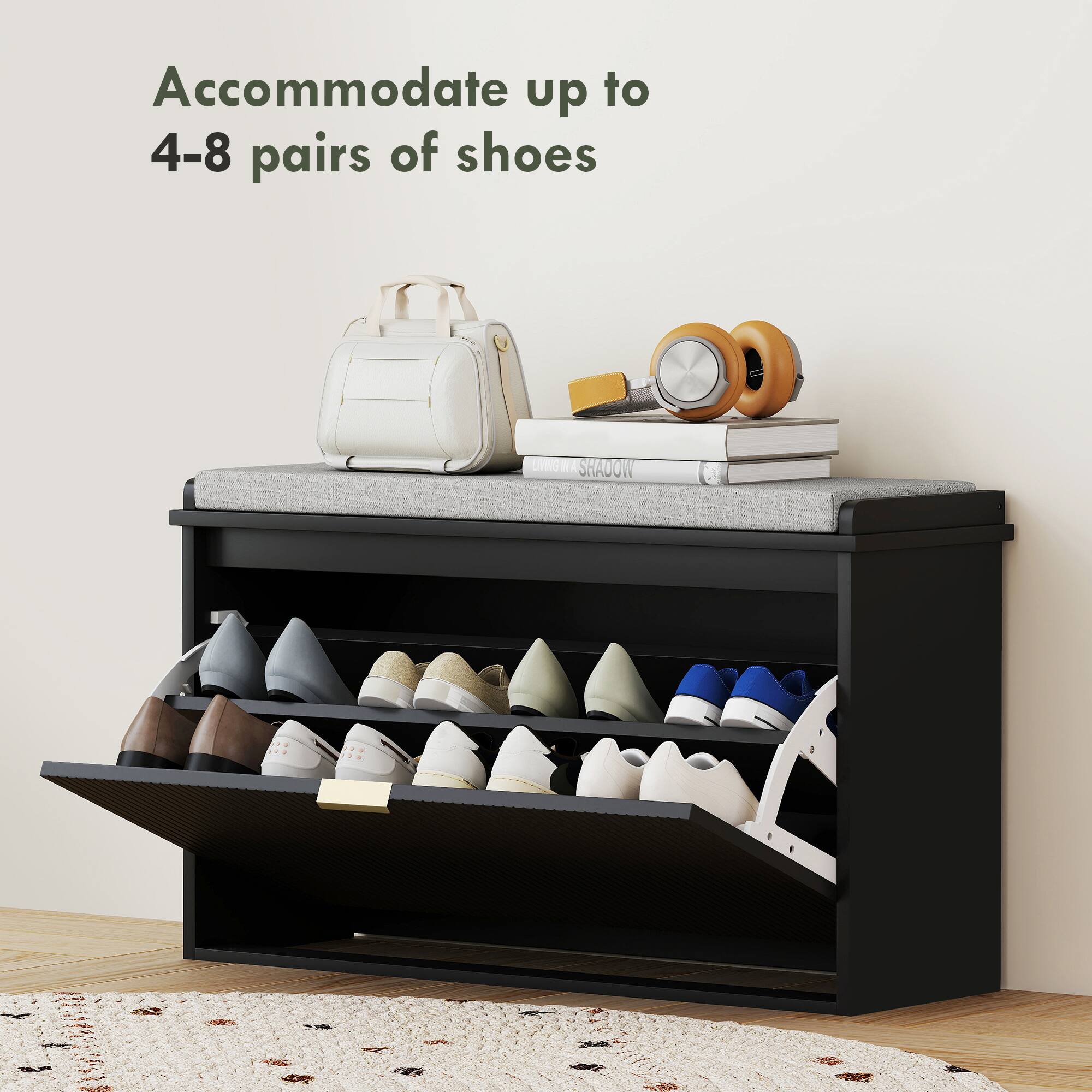 Accommodate up to 4-8 pairs of shoes, SHADOW