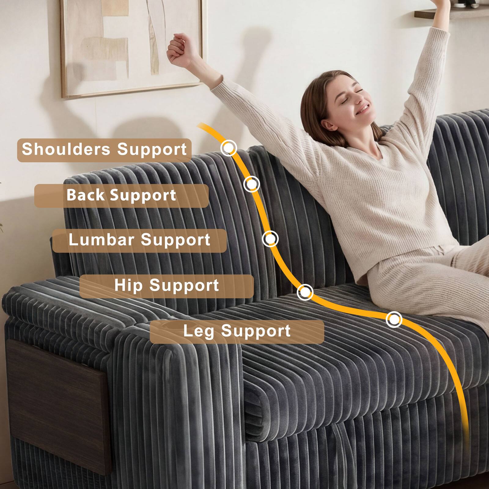 Shoulders Support  
Back Support  
Lumbar Support  
Hip Support  
Leg Support