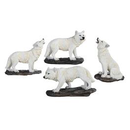 FC Design - 4-PC Mini Snow Wolf Figurine Set 4"W Office Desk Tabletop Home Decor Gift - Multi-Color