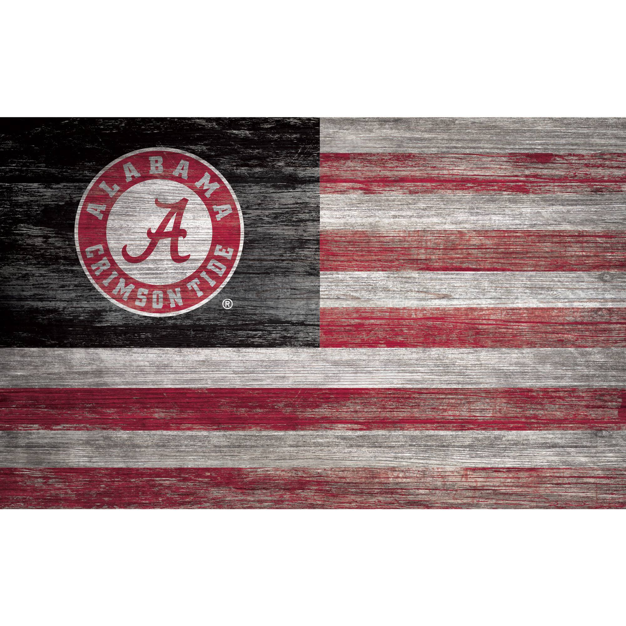 Alabama Crimson Tide 11'' x 19'' Distressed Flag Sign