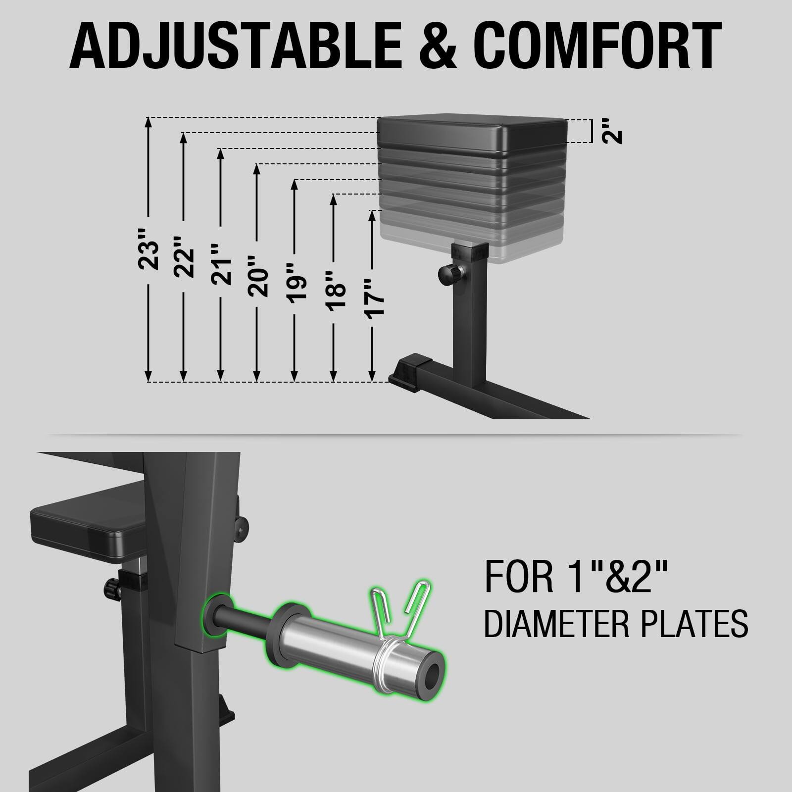 ADJUSTABLE & COMFORT 23" 22" 21" 20" 19" 18" 17" FOR 1"&2" DIAMETER PLATES