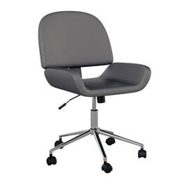 Martha Stewart - Tyla Faux Leather Armless Office Chair - Gray Faux Leather/Polished Nickel