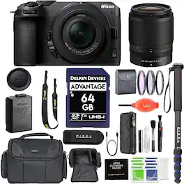 Z30 Mirrorless Camera w/ 16-50mm & 50-250mm Lenses & Advanced Accessory Bundle | 1743 | Nikon Z30 - Black