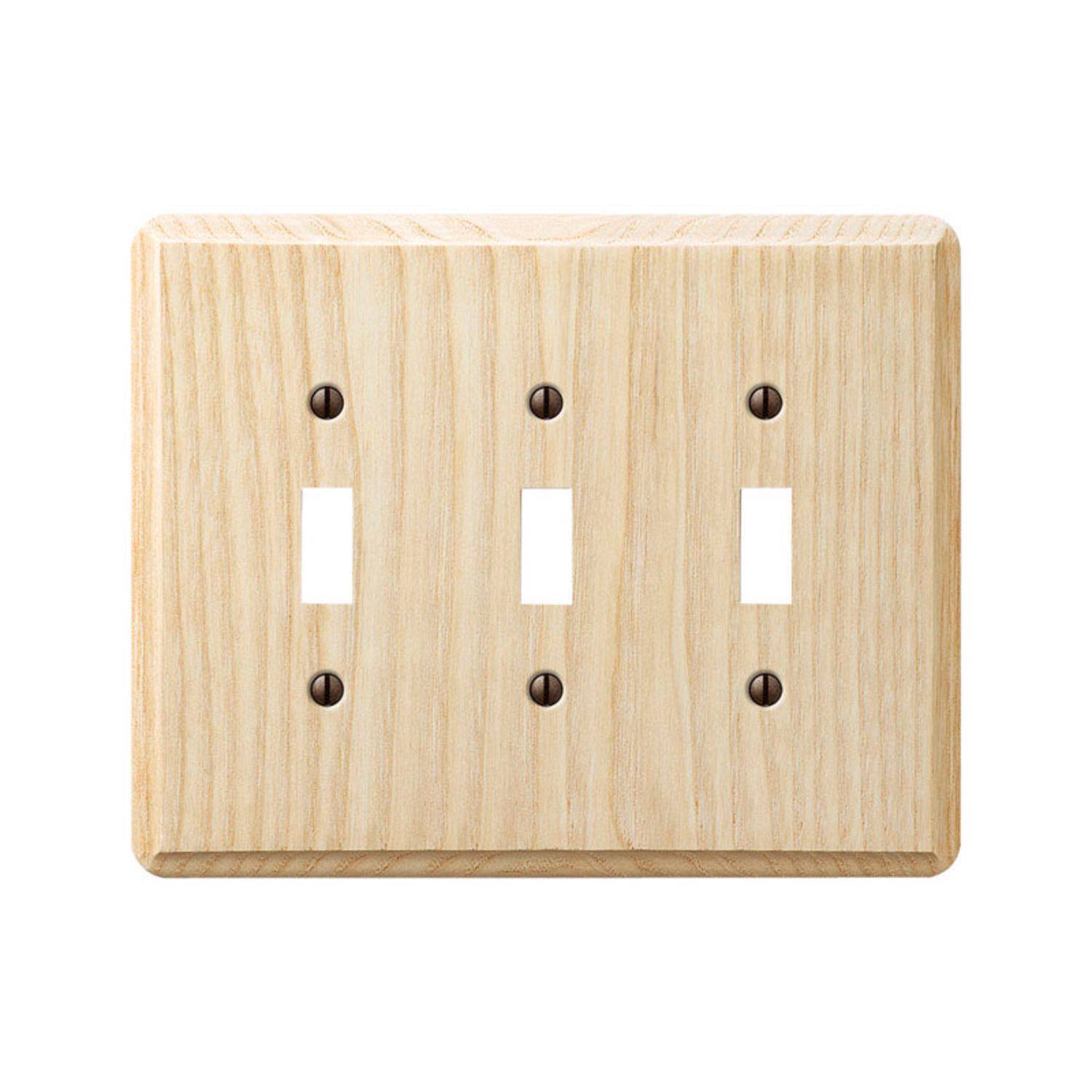 Angle. AMERELLE - Amerelle Contemporary Unfinished Beige 3 gang Wood Toggle Wall Plate 1 pk - Beige.