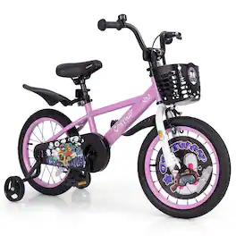 Costway - 16" Kid's Bike for 4-7 with Height-Adjustable Handlebar & Saddle Handbrake - Purple