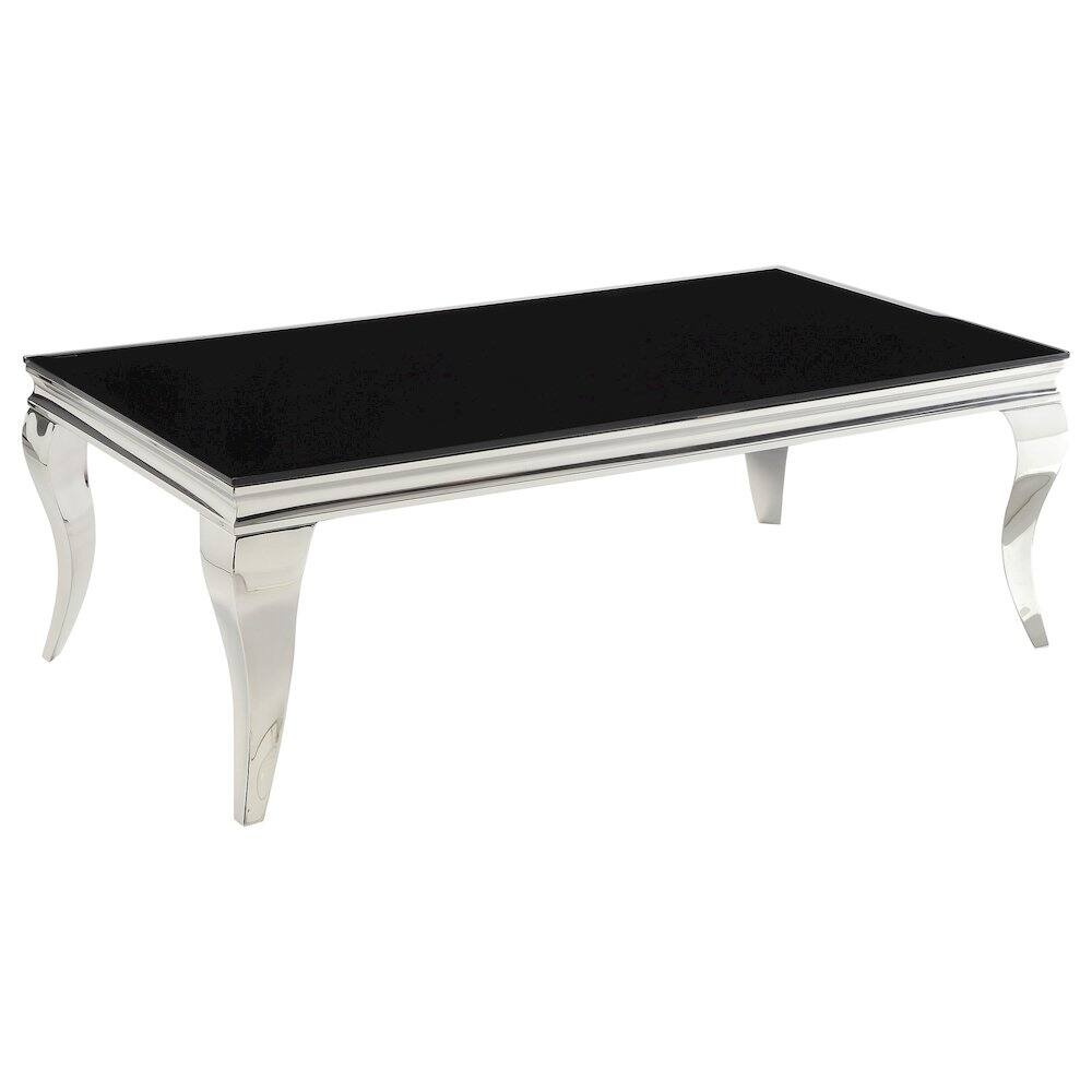Front. Coaster Co. of America - Carone Rectangular Glass Top Coffee Table Black and Chrome - Black.