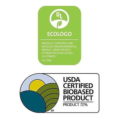 UL ECOLOGO PRODUCT CERTIFIED FOR REDUCED ENVIRONMENTAL IMPACT. VIEW SPECIFIC ATTRIBUTES EVALUATED: ULCOM/EL UL 2784

USDA CERTIFIED BIOBASED PRODUCT PRODUCT 72%
