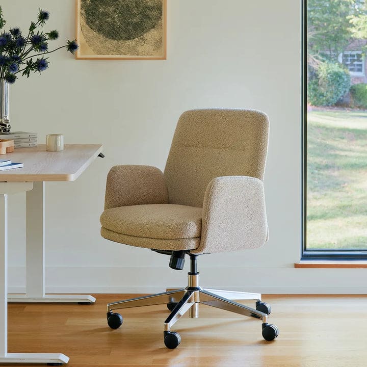 Branch Furniture - Branch Softside Mid-Century Modern Mid Back Office Chair – Removable Arms, Adjustable Height, Cloud-Like Comfort - Oatmeal price history on PriceWatchPro