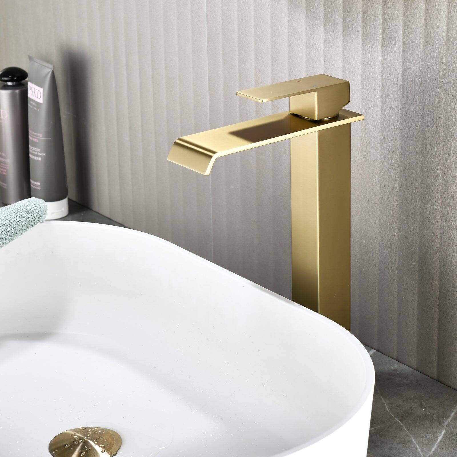 Alt View 2. Boyel Living - Brushed Gold Faucet SUS304 Waterfall Spout cUPC Cartridge 60cm Supply Line Pop Up Drain - Brushed Gold.