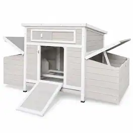 RYHNUYNE - Large Wooden Chicken Coop, Outdoor Hen House, Poultry Cage, 2 Sides Nesting Boxes, 6 Egg Nests