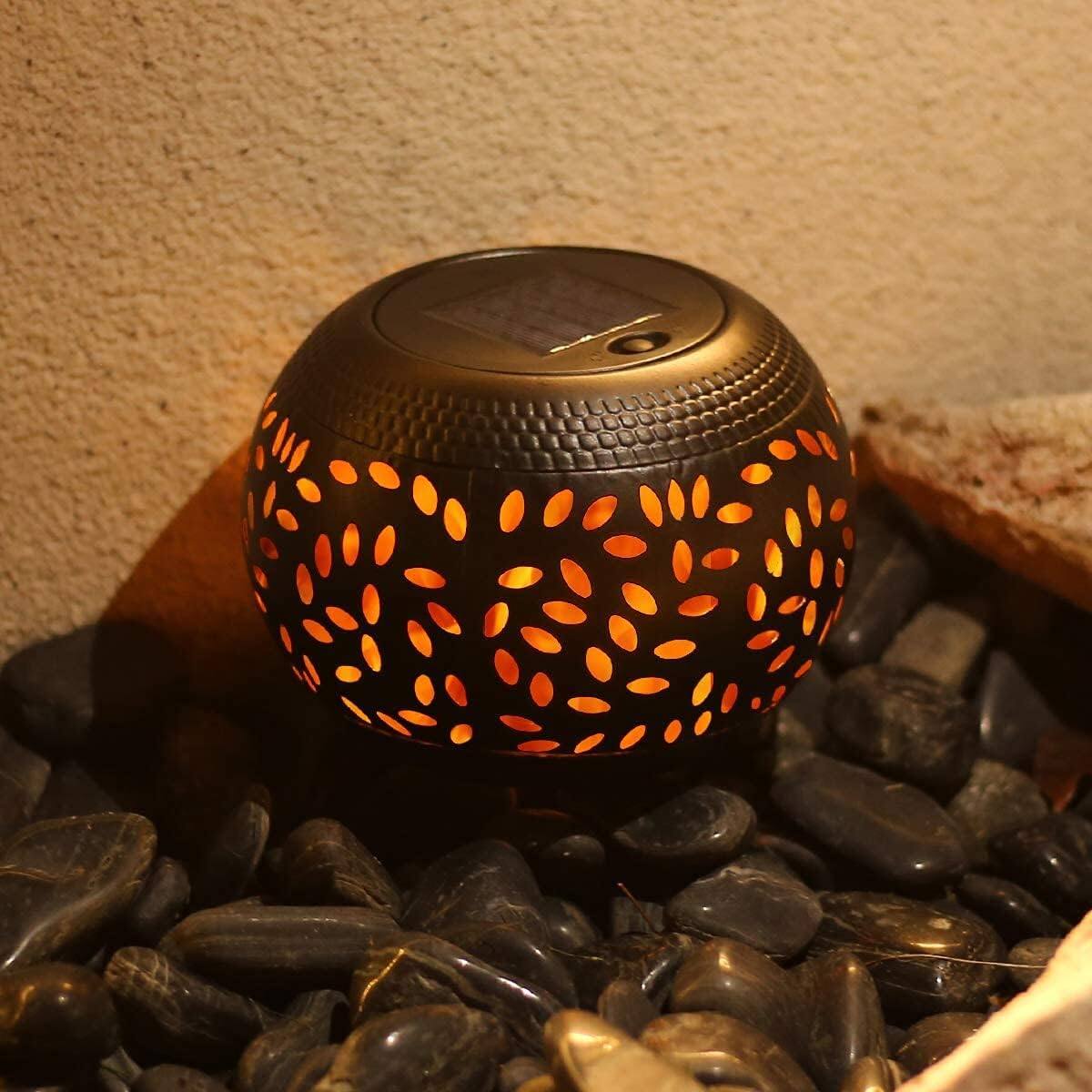 Alt View 2. Dazzling Pops - Solar Table Lights Outdoor Waterproof Dancing Flickering Flame Lamp Metal Tabletop Light Solar Powered - Black Tabletop Light 2.