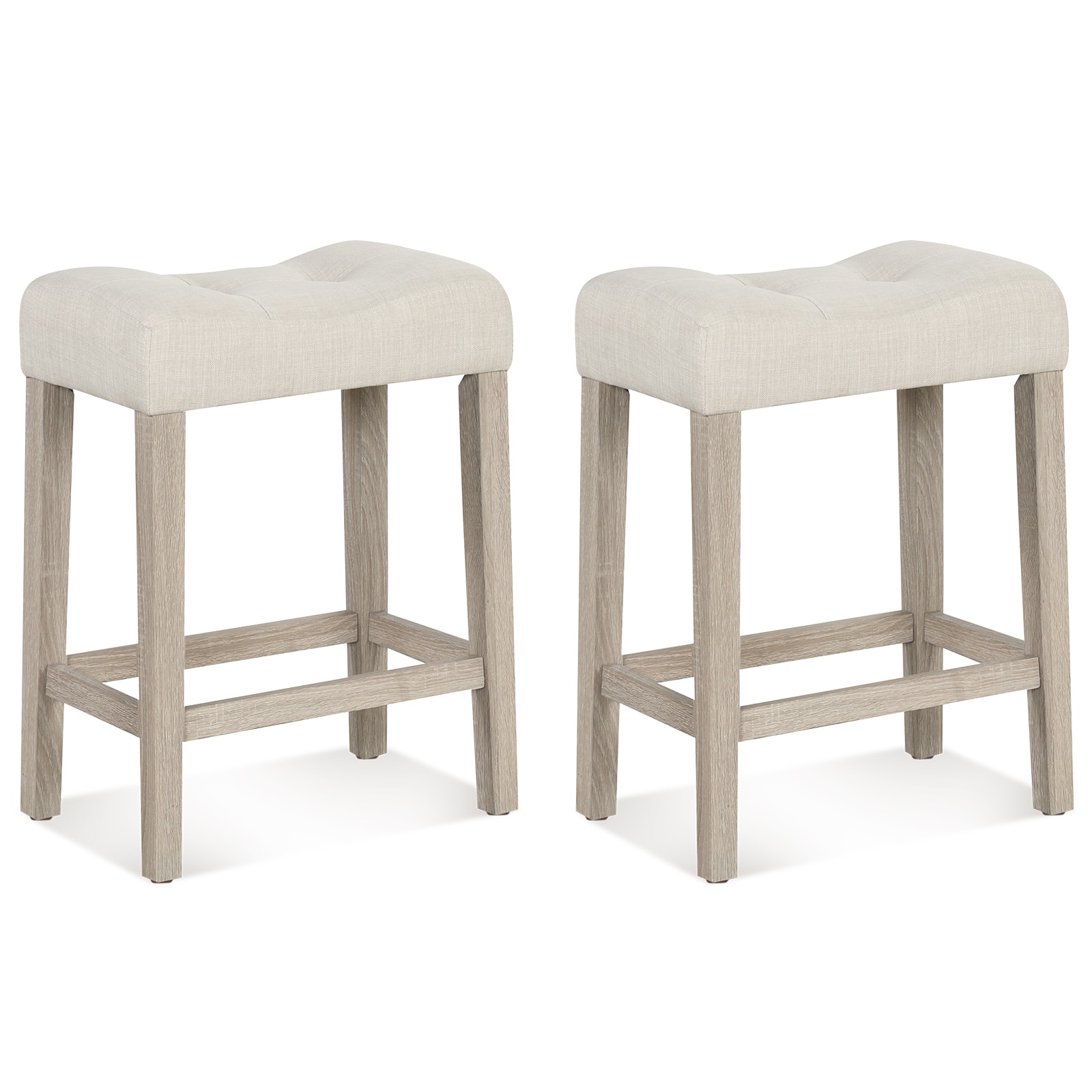 Gymax - 24'' Bar Stools Set of 2 w/ Footrest Rubber Wood Frame for Kitchen Island - Gray price history on PriceWatchPro