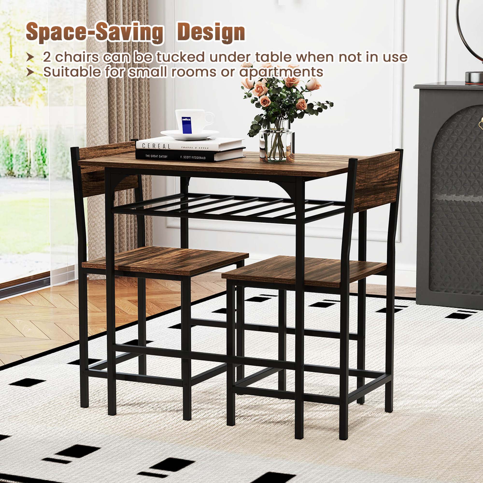 Space-Saving Design
2 chairs can be tucked under table when not in use
Suitable for small rooms or apartments
CEREAL