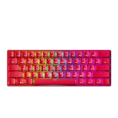 Cozy Serene - Mechanical Gaming - 61 Keys Multi Color Rgb Illuminated Led Backlit Wired For Pc/mac Gamer RGB Backlit 16 8 Million - Red-Gateron Optical Silver