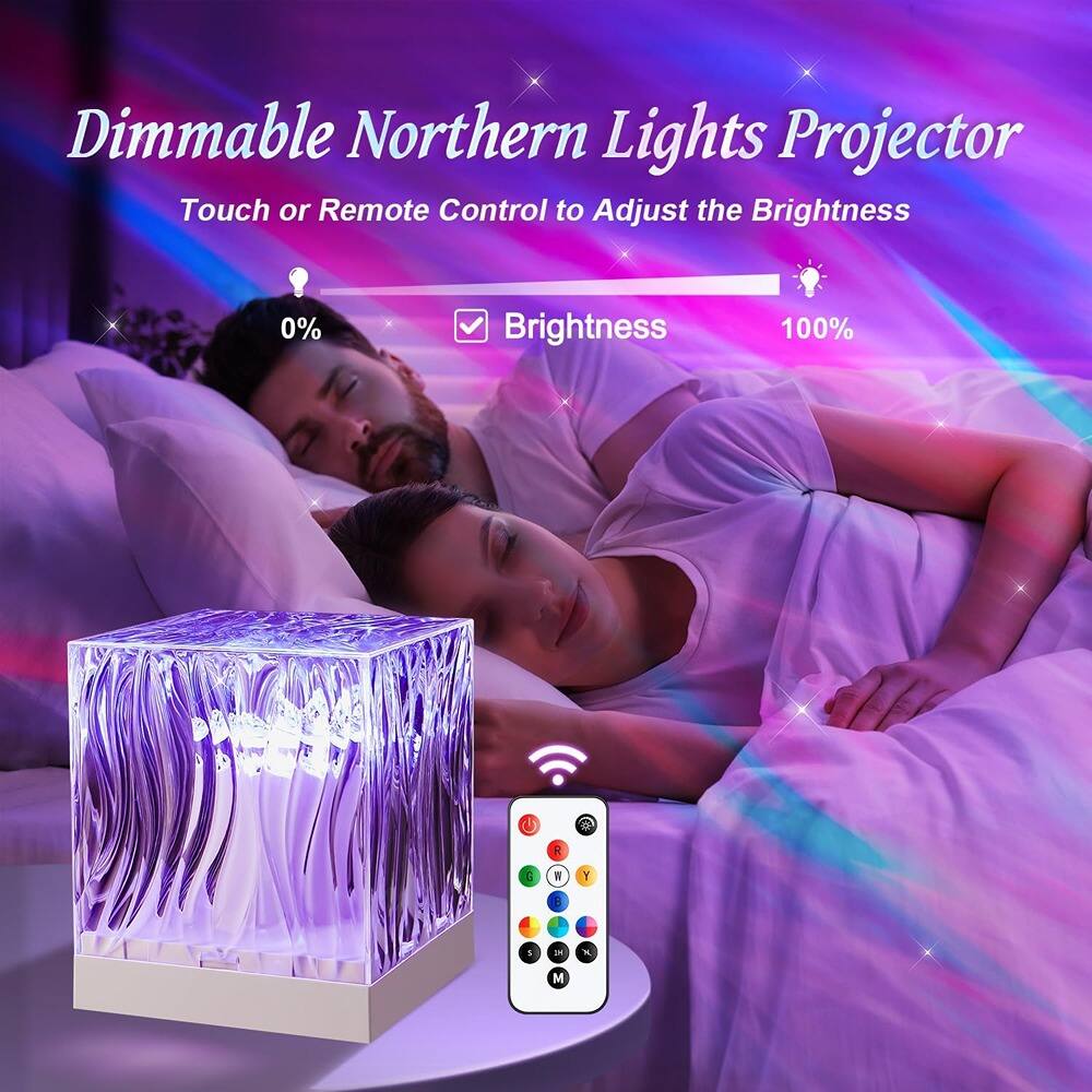 Dimmable Northern Lights Projector  
Touch or Remote Control to Adjust the Brightness  
0% Brightness 100%