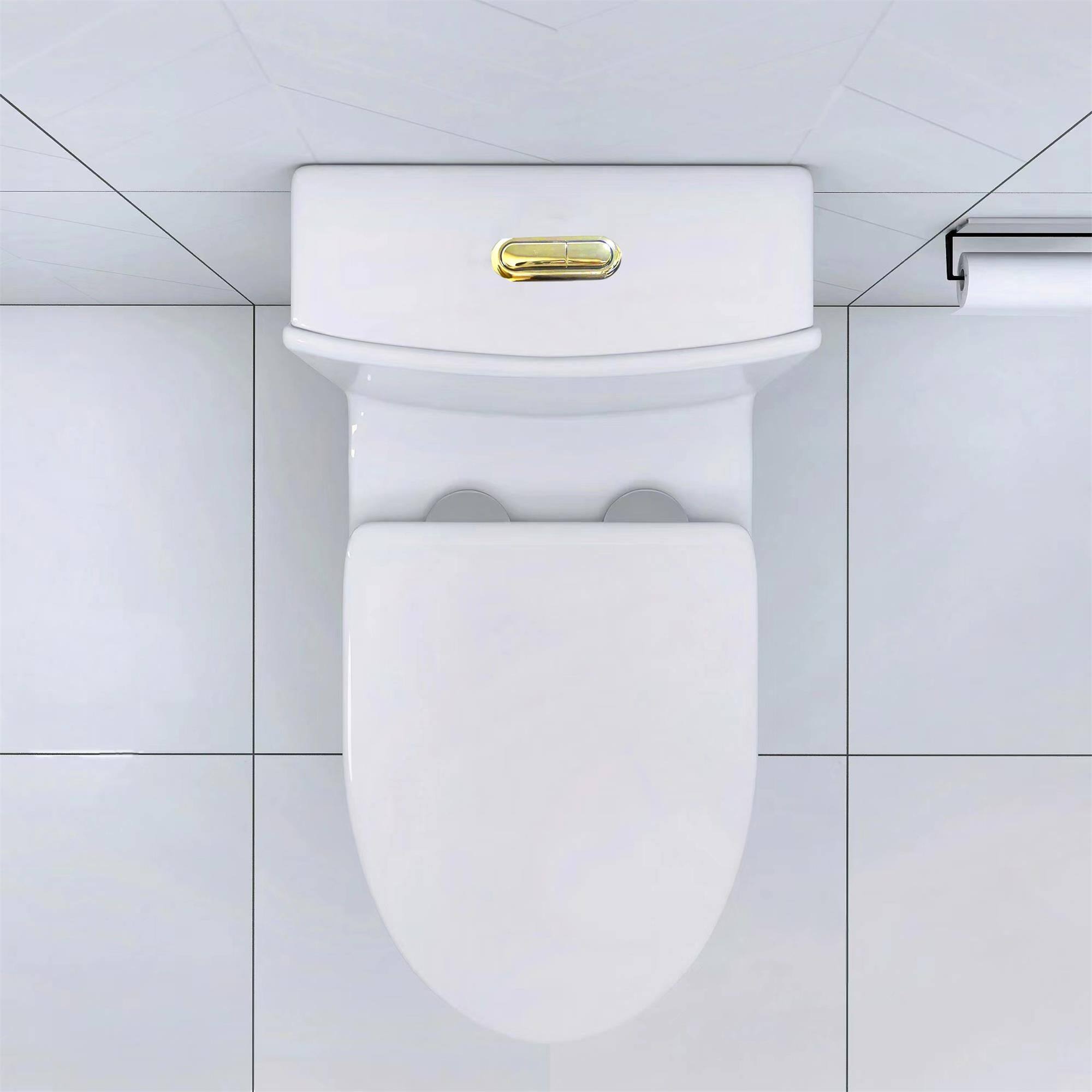 Alt View 2. Boyel Living - Elongated One Piece Toilet White Powerful Dual Flush Soft Close Seat Sleek Skirted Design - White.