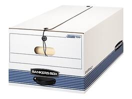 Bankers Box - Stor/File Medium-Duty FastFold File Storage Boxes, String & Button, Legal Size/Blue, 4/Carton - White and Blue