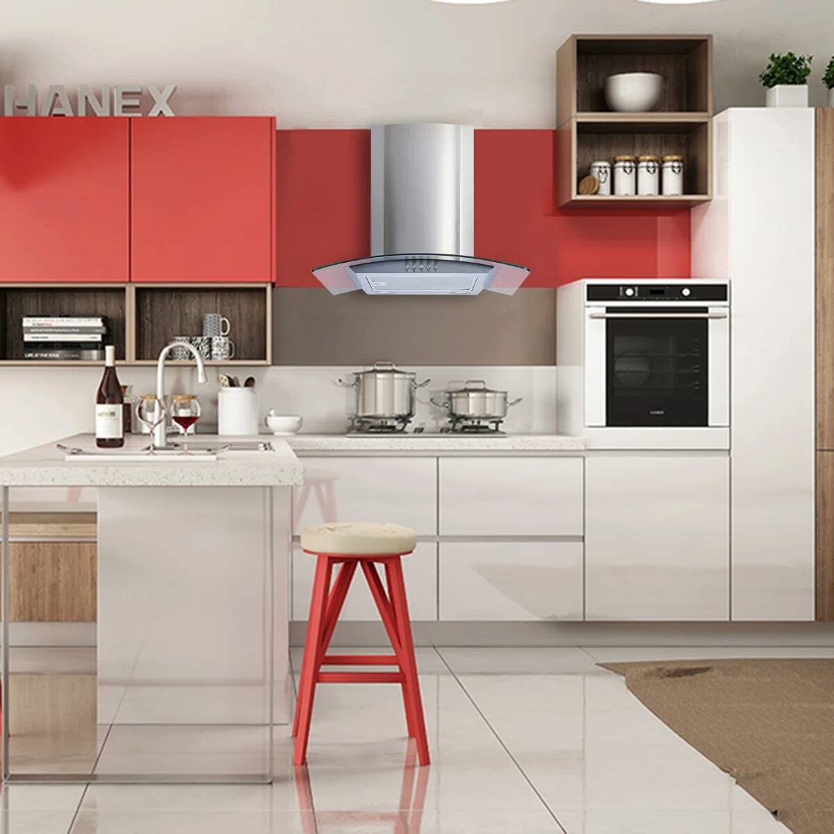 Alt View 2. Winflo - Winflo 30 inch Convertible 300 CFM Stainless Steel Wall Mount  Range Hood - Stainless Steel.