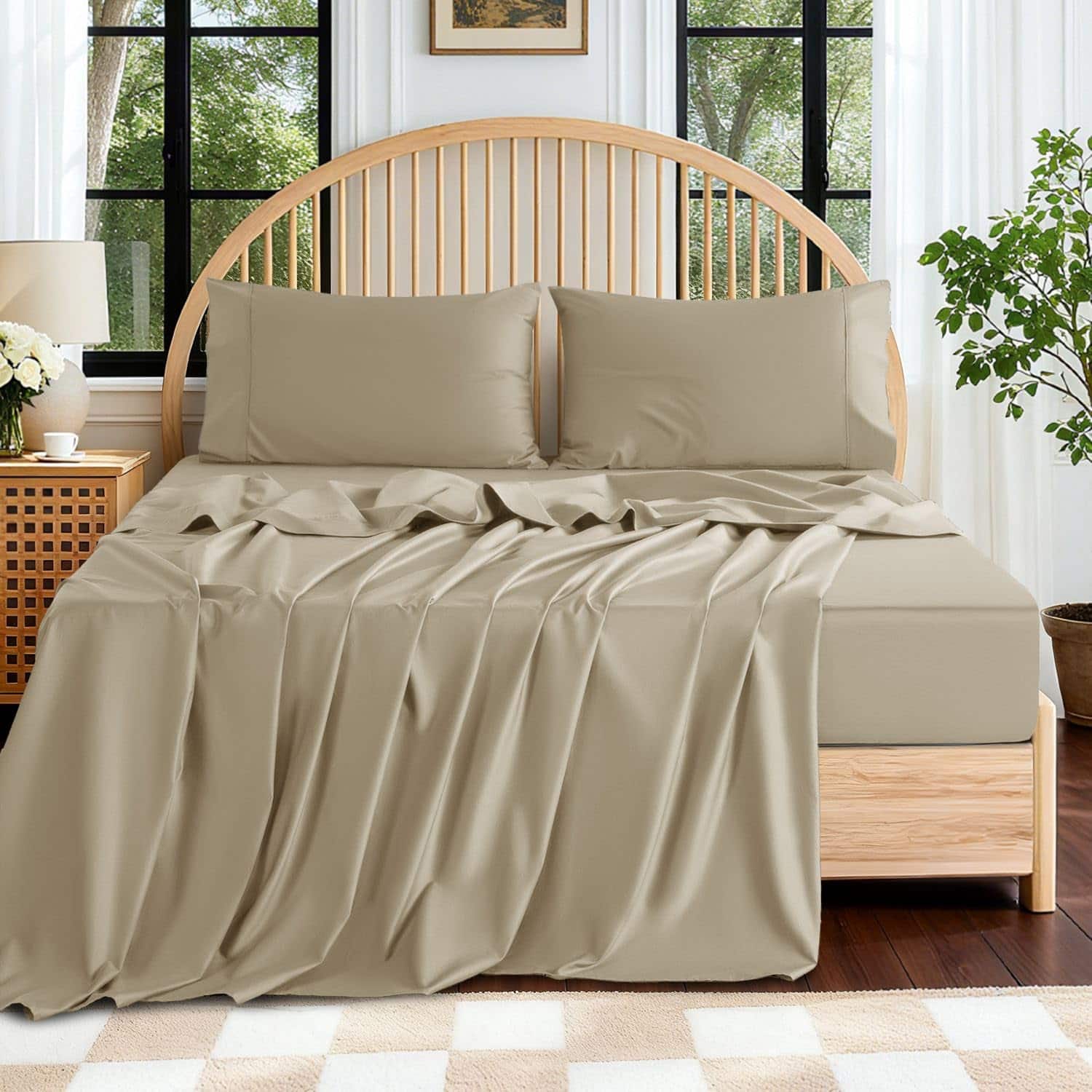 Skar Audio - Egyptian Cotton Sheets King Size - 600 Thread Count Luxury Hotel Sateen Weave Bedding Set Soft Breathable S - Linen Queen