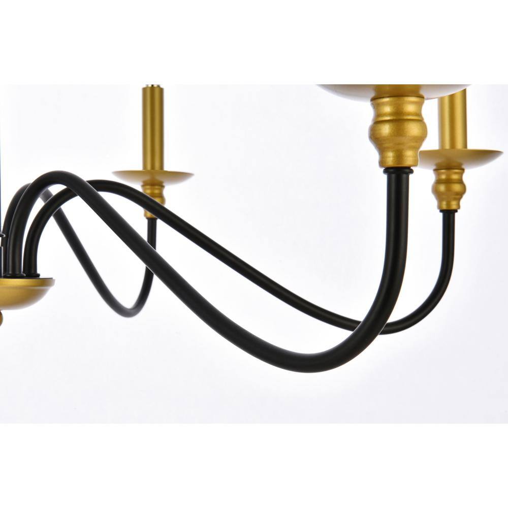 Alt View 2. Living District - Rohan 30 inch chandelier in matte black and brass - Brass And Black.