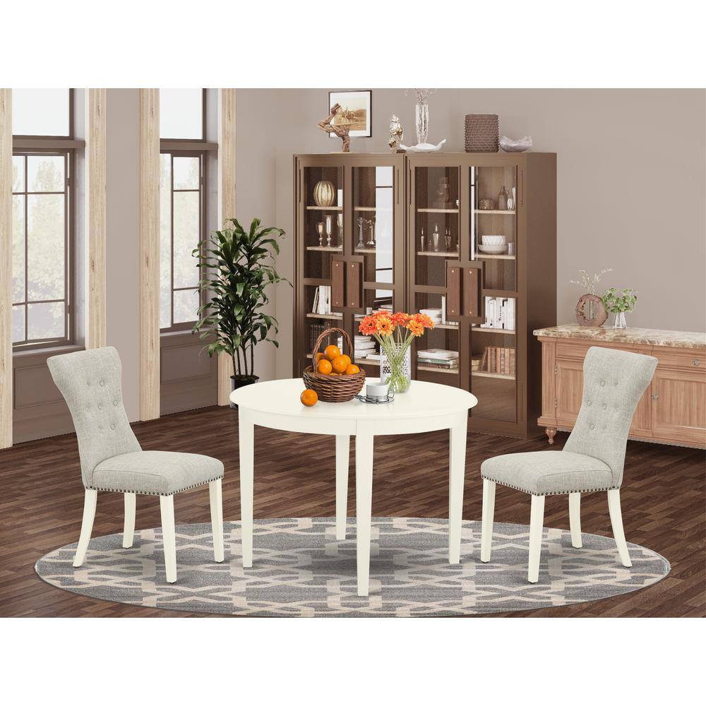 Left. East West Furniture - Dining Room Set Linen White - Brown.