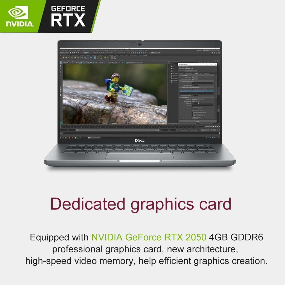 Dedicated graphics card

Equipped with NVIDIA GeForce RTX 2050 4GB GDDR6 professional graphics card, new architecture, high-speed video memory, help efficient graphics creation.