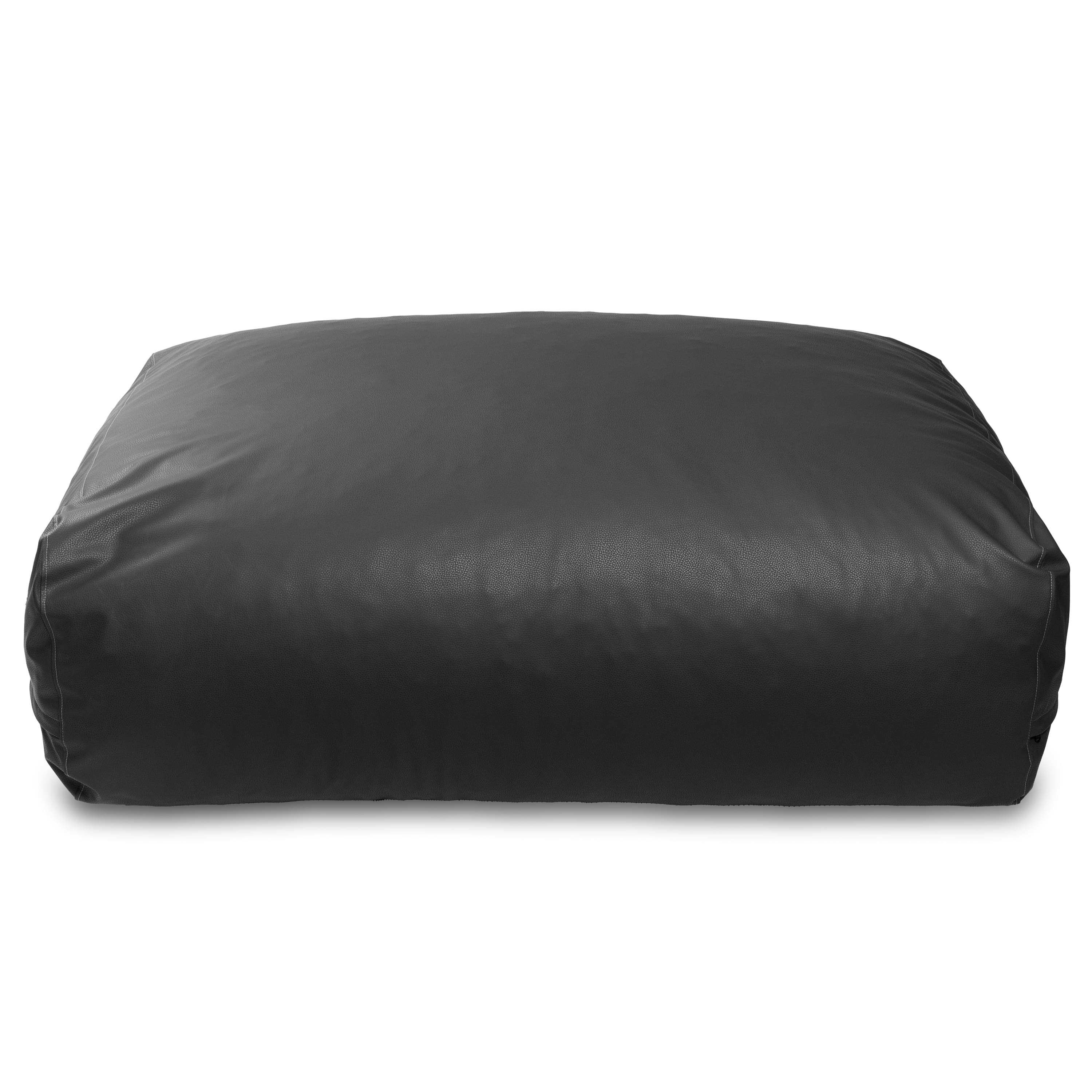 Jaxx - Atrium Collection Lino Ottoman - Oversized Large Couch Ottoman & Foam-Filled Lounger - Faux Leather - Black