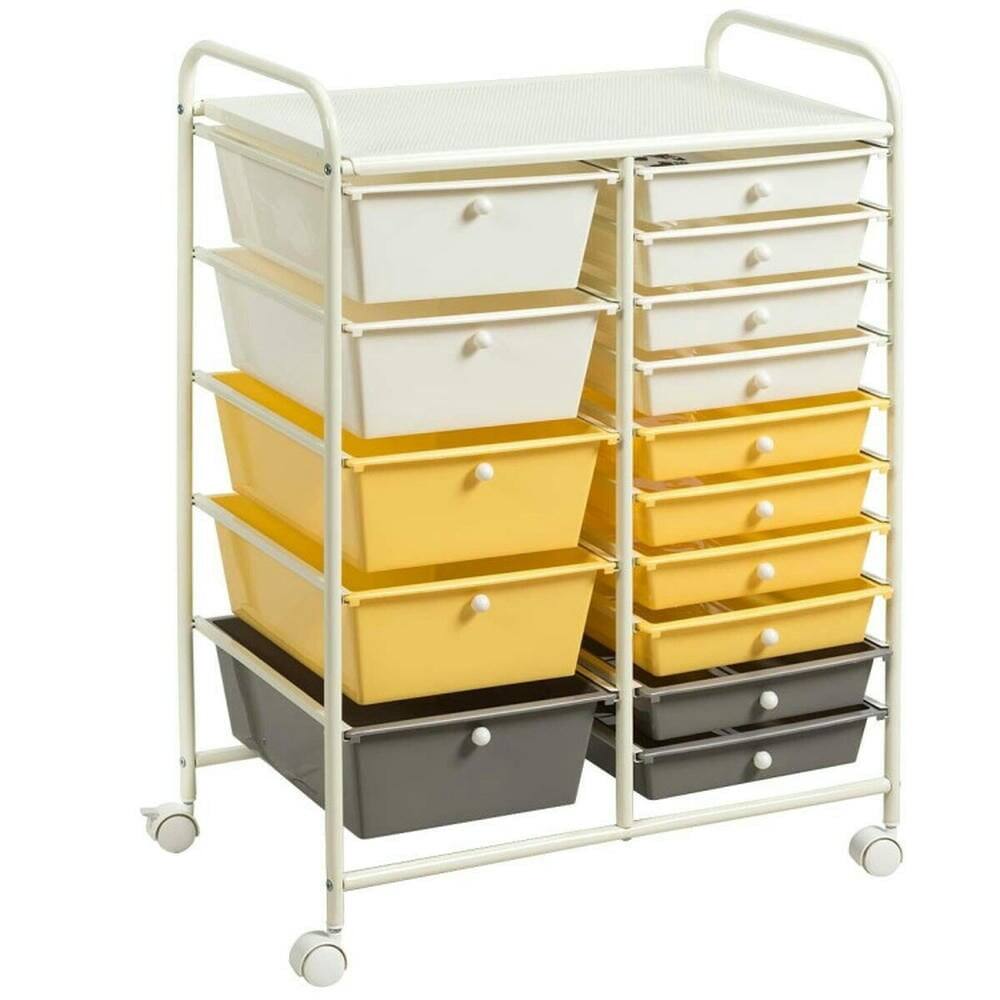 Alt View 1. Pefilos - 15-Drawer Storage Rolling Organizer Cart-Yellow, Craft Organizers and Storage, Multipurpose Organizer Cart for Home - Yellow.