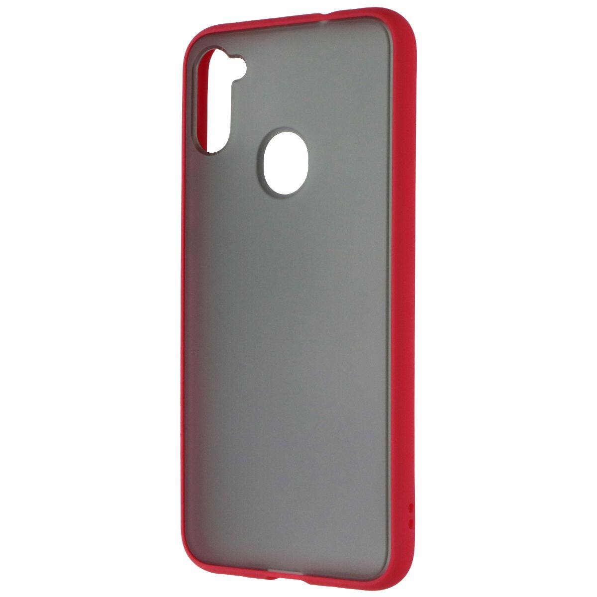 Front. Mybat - MyBat Frost Hybrid Series Case for Samsung Galaxy A11 - Smoke / Red - Multicolor.